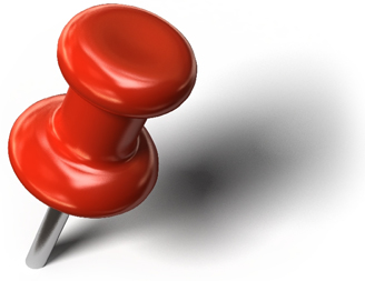 A large red push pin tack